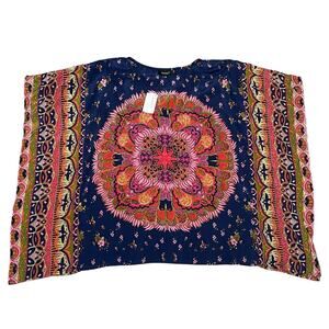 NEW Tolani Briyani Silk Kaftan Caftan V-Neck Tunic Blouse Top Boho Size XS